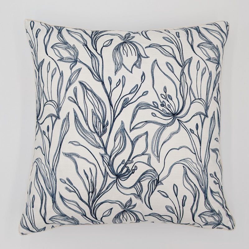 Petal Embroidery - Navy Pillow