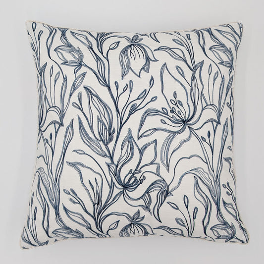 Petal Embroidery - Navy Pillow